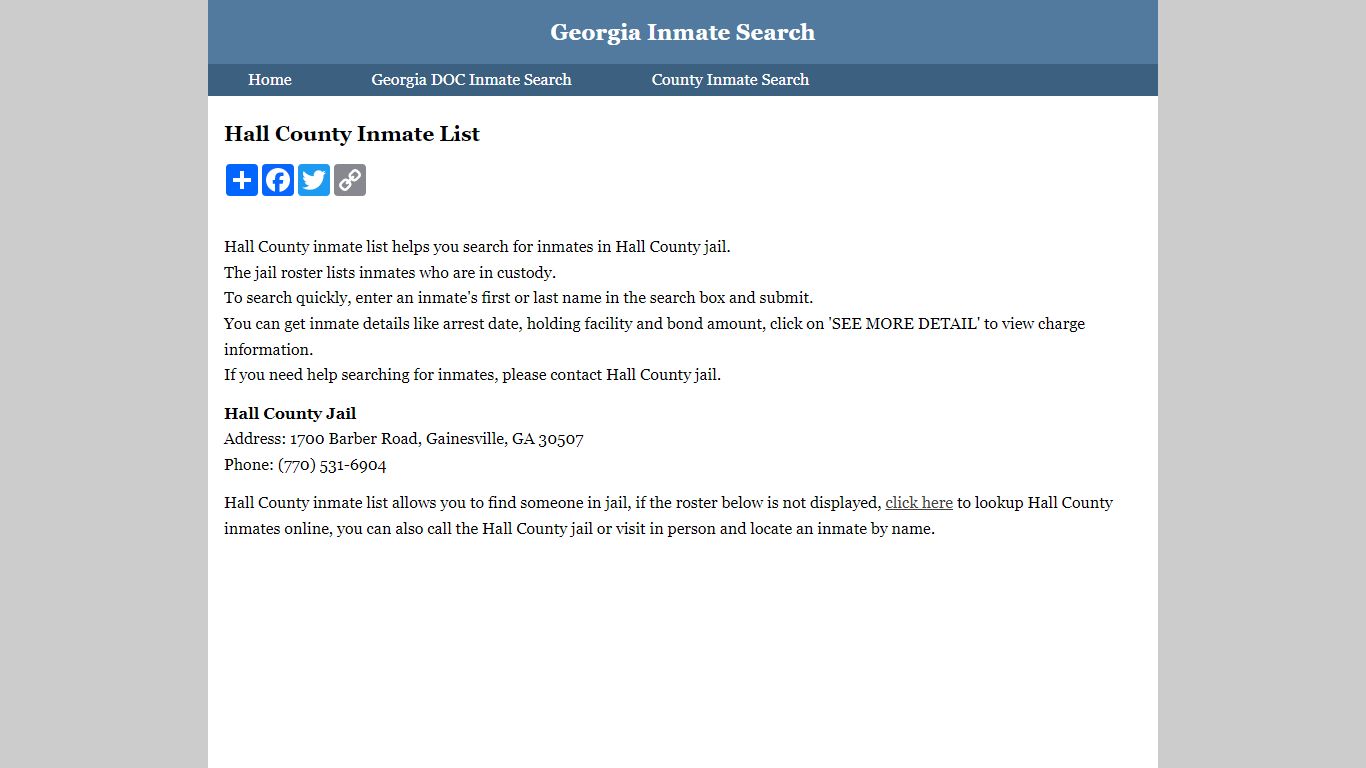 Hall County Inmate List - Georgia Inmate Search