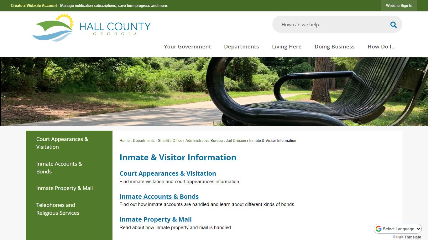 Inmate & Visitor Information | Hall County, GA - Official Website